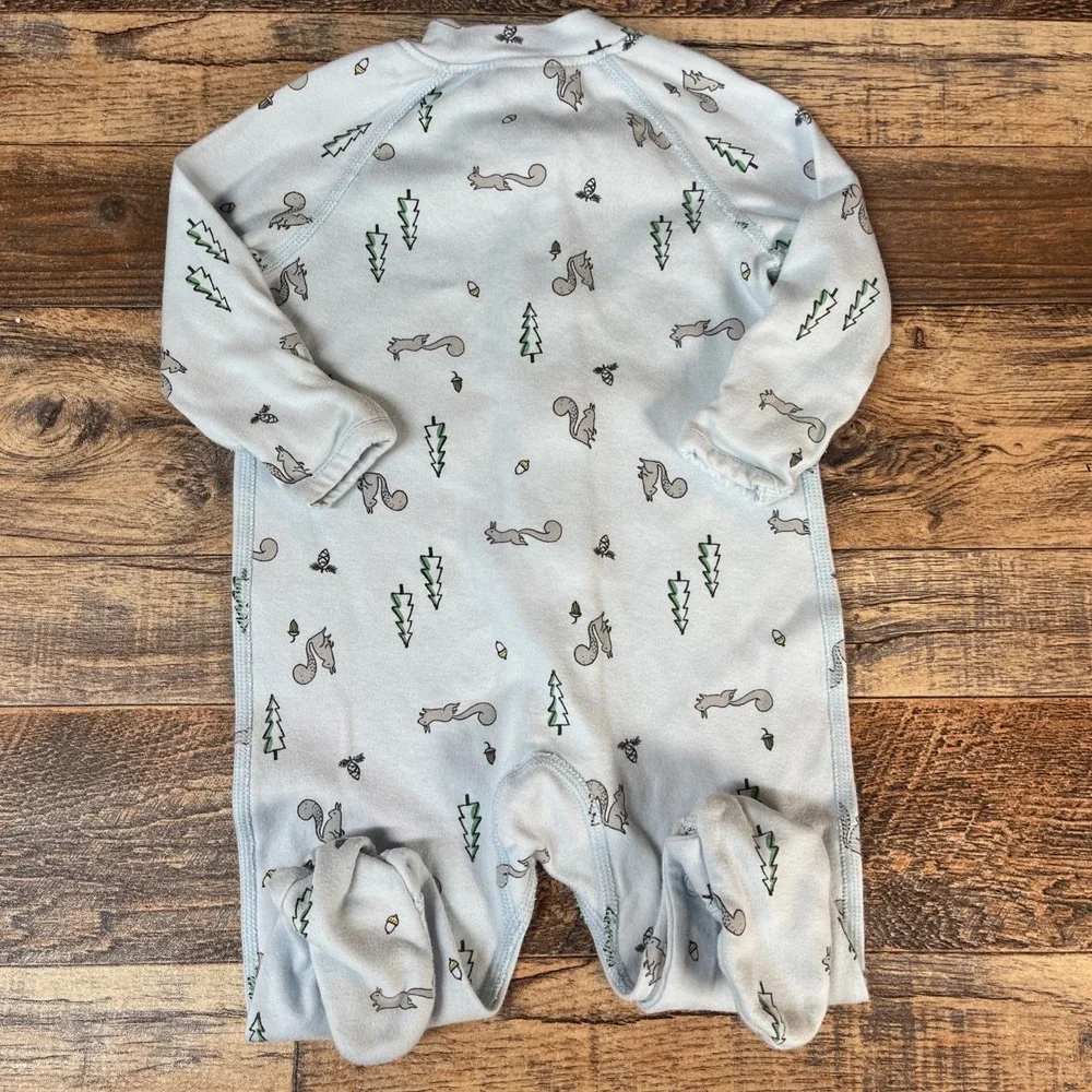 Hanna Andersson Organic Cotton Footed Sleeper Baby Boy 3-6m Squirrels Forest